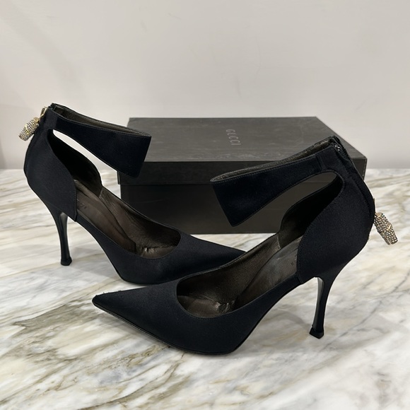 GUCCI SATIN BLACK PUMPS 36 1/2 6.5 - Picture 3 of 8